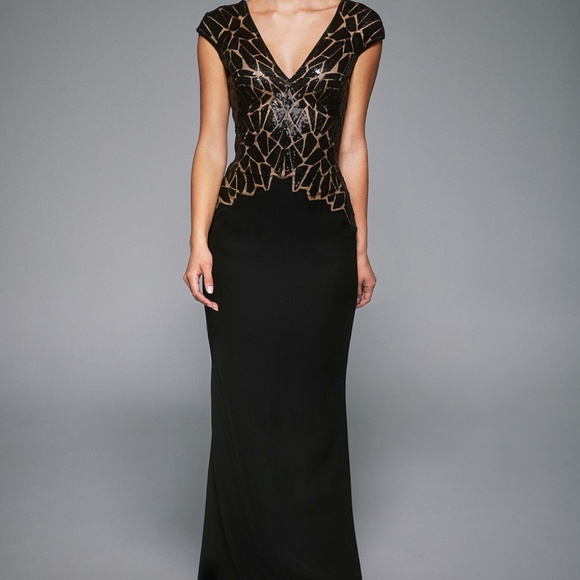 Tadashi Shoji Peake Sequin Embroidered Gown - Picture 4 of 8